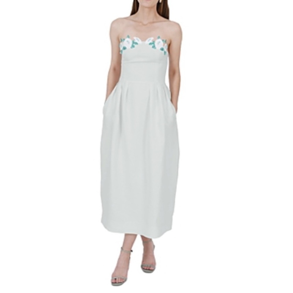 Fanm Mon Lorr Hideaway Strap Linen Embroidered Dress